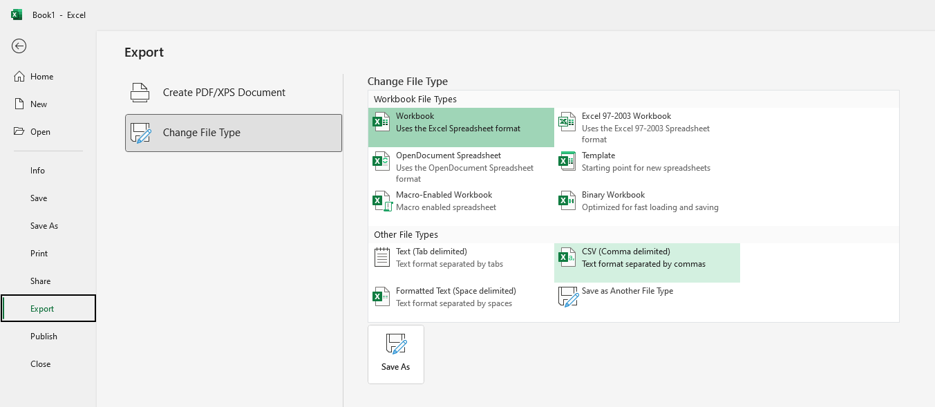 The screenshot shows how to save the excel file to CSV.