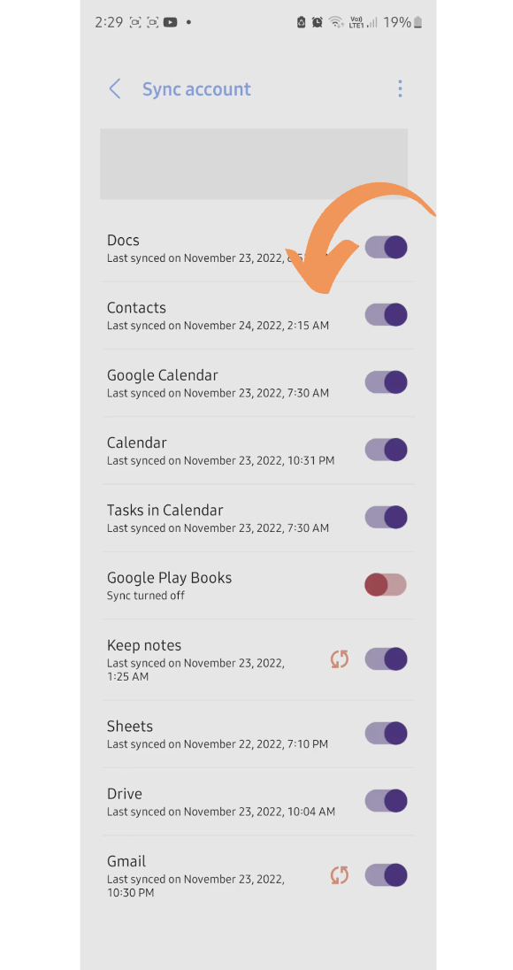 The screenshot shows the button you can use to sync the data.